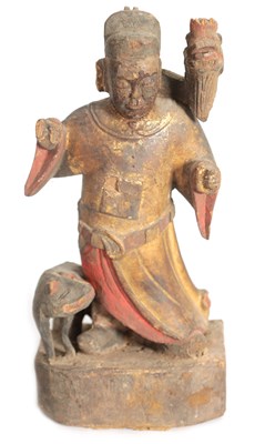 Lot 185 - A CHINESE MING PERIOD CARVED WOODEN FIGURE OF AN IMMORTAL