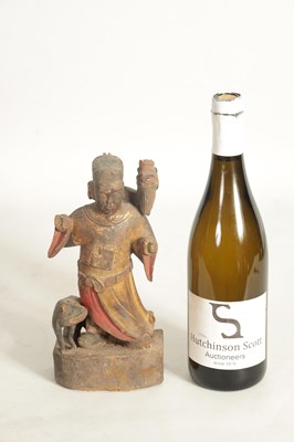 Lot 185 - A CHINESE MING PERIOD CARVED WOODEN FIGURE OF AN IMMORTAL