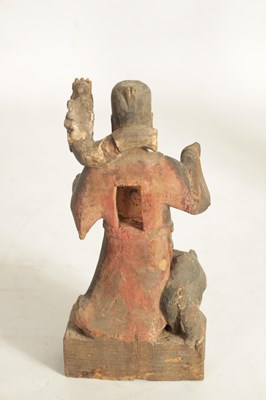 Lot 185 - A CHINESE MING PERIOD CARVED WOODEN FIGURE OF AN IMMORTAL