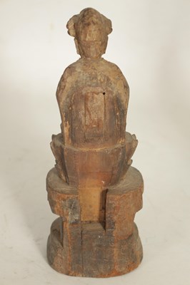 Lot 108 - A CHINESE MING PERIOD CARVED WOODEN FIGURE OF AN IMMORTAL