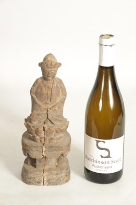 Lot 108 - A CHINESE MING PERIOD CARVED WOODEN FIGURE OF AN IMMORTAL