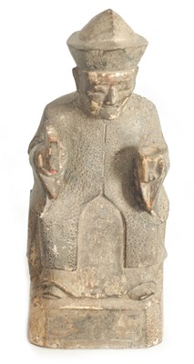 Lot 116 - A CHINESE MING PERIOD CARVED WOODEN FIGURE OF AN IMMORTAL