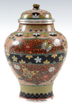 Lot 139 - A MEIJI PERIOD JAPANESE CLOISONNE VASE AND...
