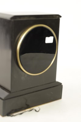 Lot 728 - A LATE 19TH CENTURY QUARTER CHIMING BLACK SLATE MARBLE MANTEL CLOCK