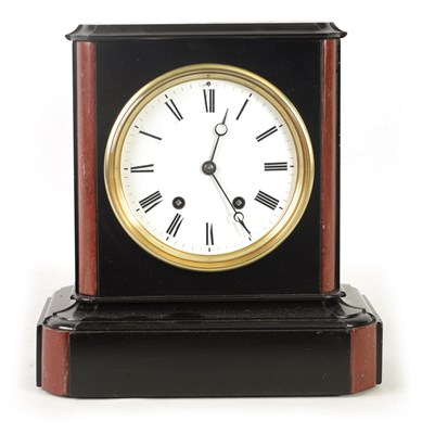 Lot 798 - A LATE A 19TH CENTURY FRENCH BLACK SLATE AND MARBLE MANTEL CLOCK