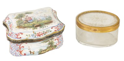 Lot 277 - AN 18TH CENTURY ENAMEL SNUFF BOX AND A 19TH CENTURY FRENCH TRINKET BOX