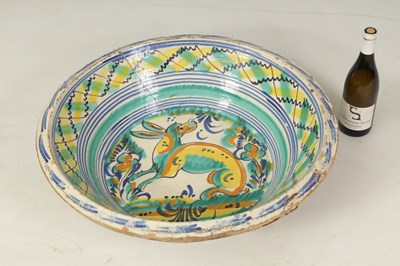 Lot 87 - A LARGE EARLY SPANISH LEBRILLO CERAMIC CHARGER
