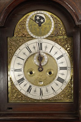 Lot 839 - GABRIEL SMITH, NANTWICH.  A GEORGE II EIGHT-DAY LONGCASE CLOCK WITH PENNY MOON