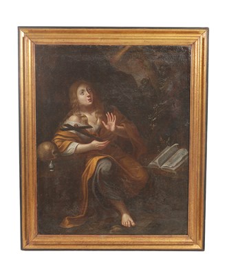 Lot 656 - A 17TH / 18TH CENTURY ITALIAN SCHOOL OIL ON CANVAS PENITENT MARY MAGDALENE EMILIAN