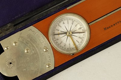 Lot 412 - A GOOD QUALITY CASED BOXWOOD AND GERMAN SILVER INCLINOMETER LEVEL BY NEGRETTI & ZAMBRA. LONDON