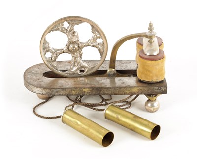Lot 497 - A 19TH CENTURY STEEL AND BRASS FRAMED ELECTRIC SHOCK MACHINE