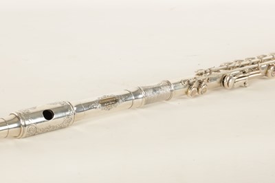 Lot 730 - ALFRED G BADGER, NEW YORK. A SOLID SILVER FLUTE WITH GOLD NAME-PLATE