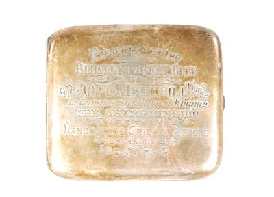 Lot 405 - OF CRICKET INTEREST. A PRESENTATION SILVER CIGARETTE CASE FOR LANCASHIRE CRICKET LEAGUE CHAMPIONSHIP