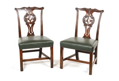 Lot 1261 - A PAIR OF 18TH CENTURY CARVED MAHOGANY CHIPPENDALE STYLE SIDE CHAIRS