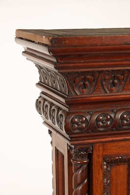 Lot 1207 - A 19TH CENTURY CARVED WALNUT COLUMN PEDESTAL