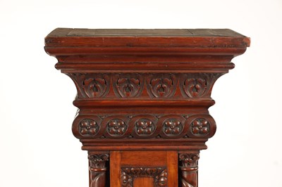 Lot 1207 - A 19TH CENTURY CARVED WALNUT COLUMN PEDESTAL