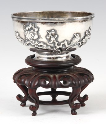 Lot 148 - A 19TH CENTURY CHINESE SMALL SILVER PEDESTAL...