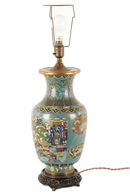Lot 145 - A LATE 19TH/EARLY 20TH CENTURY CENTURY CHINESE CLOISONNE VASE LAMP