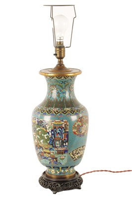 Lot 134 - A LATE 19TH/EARLY 20TH CENTURY CENTURY CHINESE CLOISONNE VASE LAMP