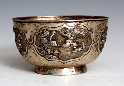 Lot 151 - A 19TH/ 18TH CENTURY CHINESE SILVER BOWL...