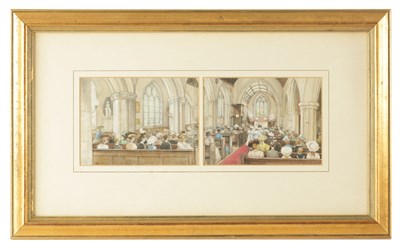 Lot 215 - JOHN STRICKLAND GOODALL (BRITISH, 1908 - 1996) A SET OF FOUR DOUBLE SIDED WATERCOLOUR AND PENCIL DRAWINGS