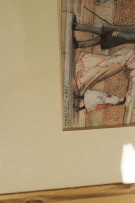 Lot 790 - JOHN STRICKLAND GOODALL (BRITISH, 1908 - 1996) A SET OF FOUR DOUBLE SIDED WATERCOLOUR AND PENCIL DRAWINGS