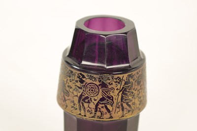 Lot 24 - AN EARLY 20TH-CENTURY PURPLE GLASS VIENNA SECESSIONIST VASE IN THE MOSER STYLE