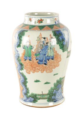 Lot 304 - A LARGE 19TH CENTURY CHINESE PORCELAIN WUCAI BULBOUS VASE