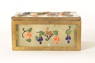 Lot 217 - A LATE 19TH CENTURY CHINESE JADE AND SMI-PRECIOUS MOUNTED BOX