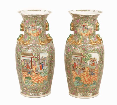 Lot 201 - A MASSIVE PAIR OF 20TH CENTURY CHINESE CANTONESE PORCELAIN HALL VASES