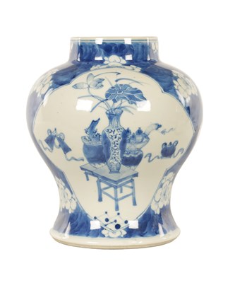 Lot 164 - A 19TH CENTURY CHINESE BLUE AND WHITE PORCELAIN BULBOUS VASE