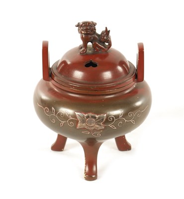 Lot 137 - A JAPANESE MEIJI PERIOD BRONZE AND MIXED METAL INCENSE BURNER
