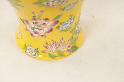 Lot 121 - A CHINESE FAMILLE ROSE YELLOW GROUND VASE