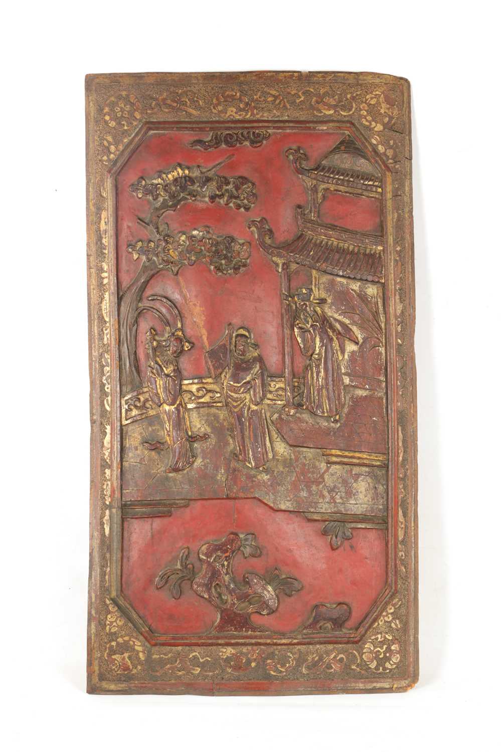 Lot 149 - AN EARLY 20TH CENTURY CHINESE CARVED LACQUERWORK PANEL