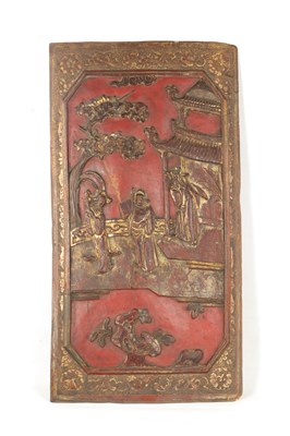 Lot 241 - AN EARLY 20TH CENTURY CHINESE CARVED LACQUERWORK PANEL