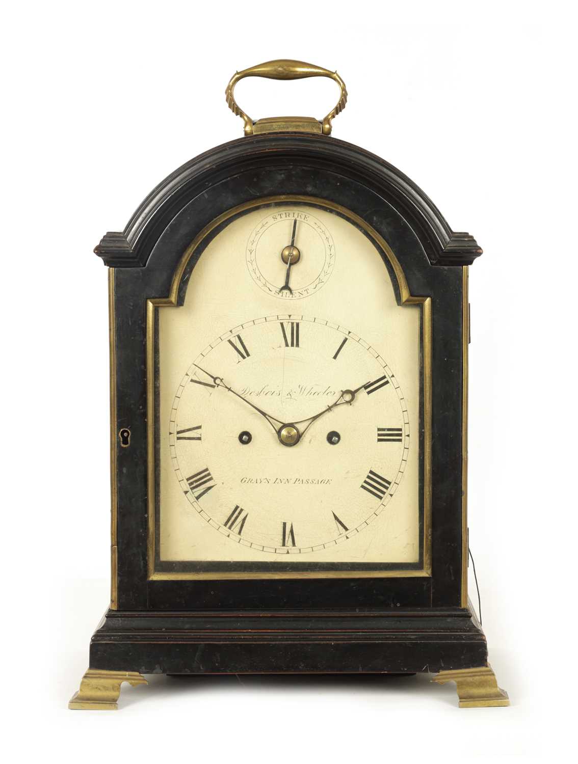 Lot 908 - DESBOIS & WHEELER, GRAY’S INN PASSAGE. A GEORGE III DOUBLE FUSEE BRACKET CLOCK