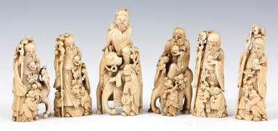 Lot 170 - A SET OF SIX 19TH/ 18TH CENTURY ORIENTAL IVORY...