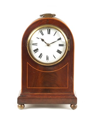 Lot 992 - A GEORGE III BOXWOOD STRUNG AND MAHOGANY ARCH-TOP EIGHT-DAY VERGE MANTEL CLOCK