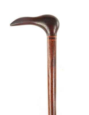 Lot 462 - A 19TH CENTURY PITCAIRN ISLAND CARVED HARDWOOD WALKING STICK