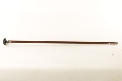 Lot 572 - A 19TH CENTURY CARVED EBONY AND CALAMANDA WALKING CANE