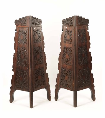 Lot 216 - A FINE PAIR OF 19TH-CENTURY ANGLO-INDIAN HARDWOOD WHATNOTS