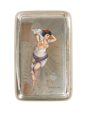 Lot 407 - A 19TH CENTURY HUNGARIAN SILVER AND ENAMEL EROTIC SNUFF BOX