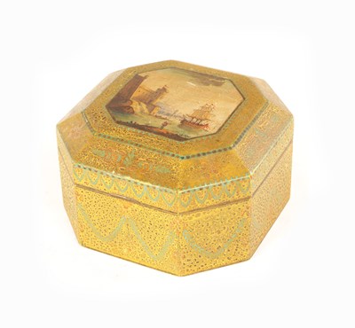 Lot 1148 - A LATE 19TH CENTURY OCTAGONAL SHAPED PAINTED BOX