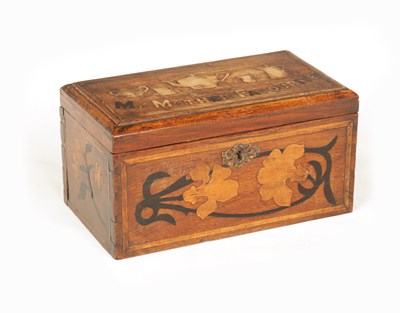 Lot 1154 - A 19TH CENTURY MARQUETRY INLAID OAK TEA CADDY