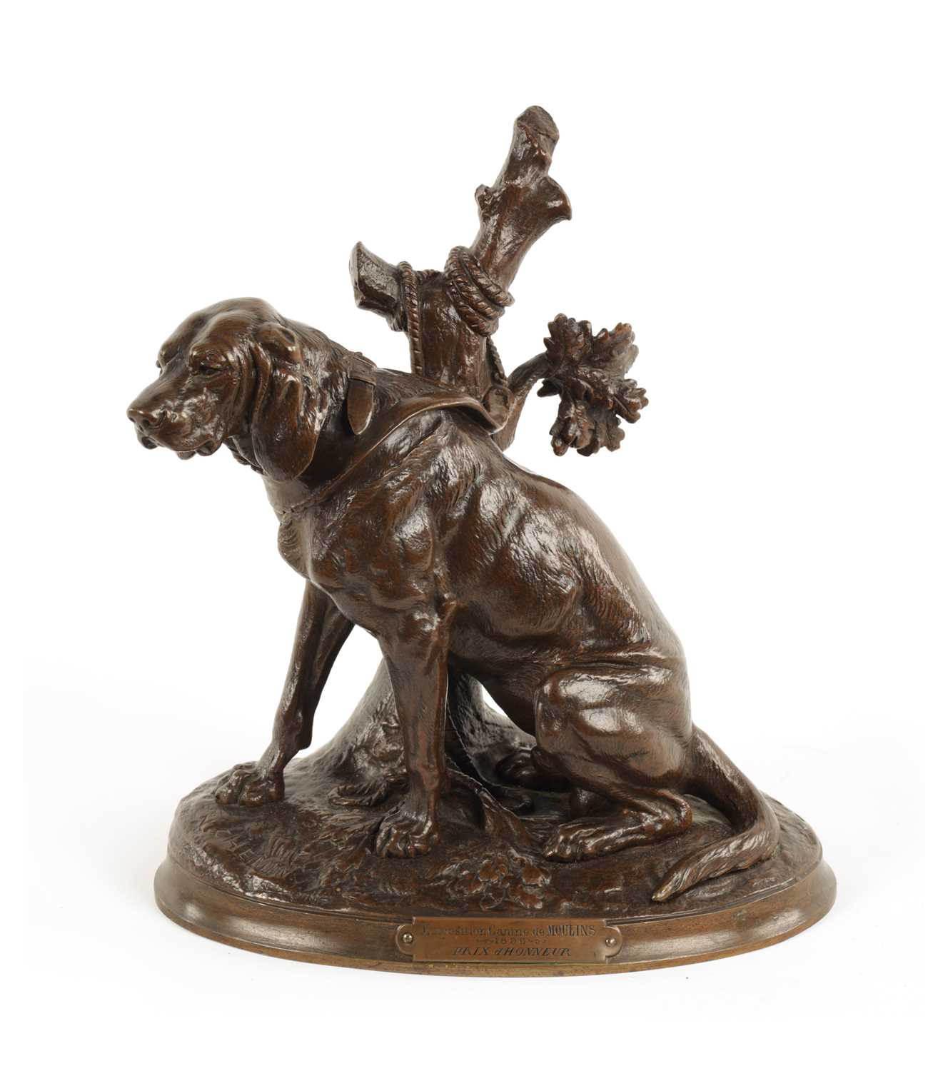 Lot 728 - JOSEPH FRANCOIS VICTOR CHEMIN A 19TH CENTURY BRONZE SEATED DOG SCULPTURE