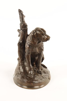 Lot 728 - JOSEPH FRANCOIS VICTOR CHEMIN A 19TH CENTURY BRONZE SEATED DOG SCULPTURE