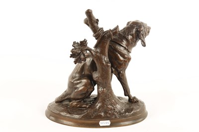 Lot 728 - JOSEPH FRANCOIS VICTOR CHEMIN A 19TH CENTURY BRONZE SEATED DOG SCULPTURE