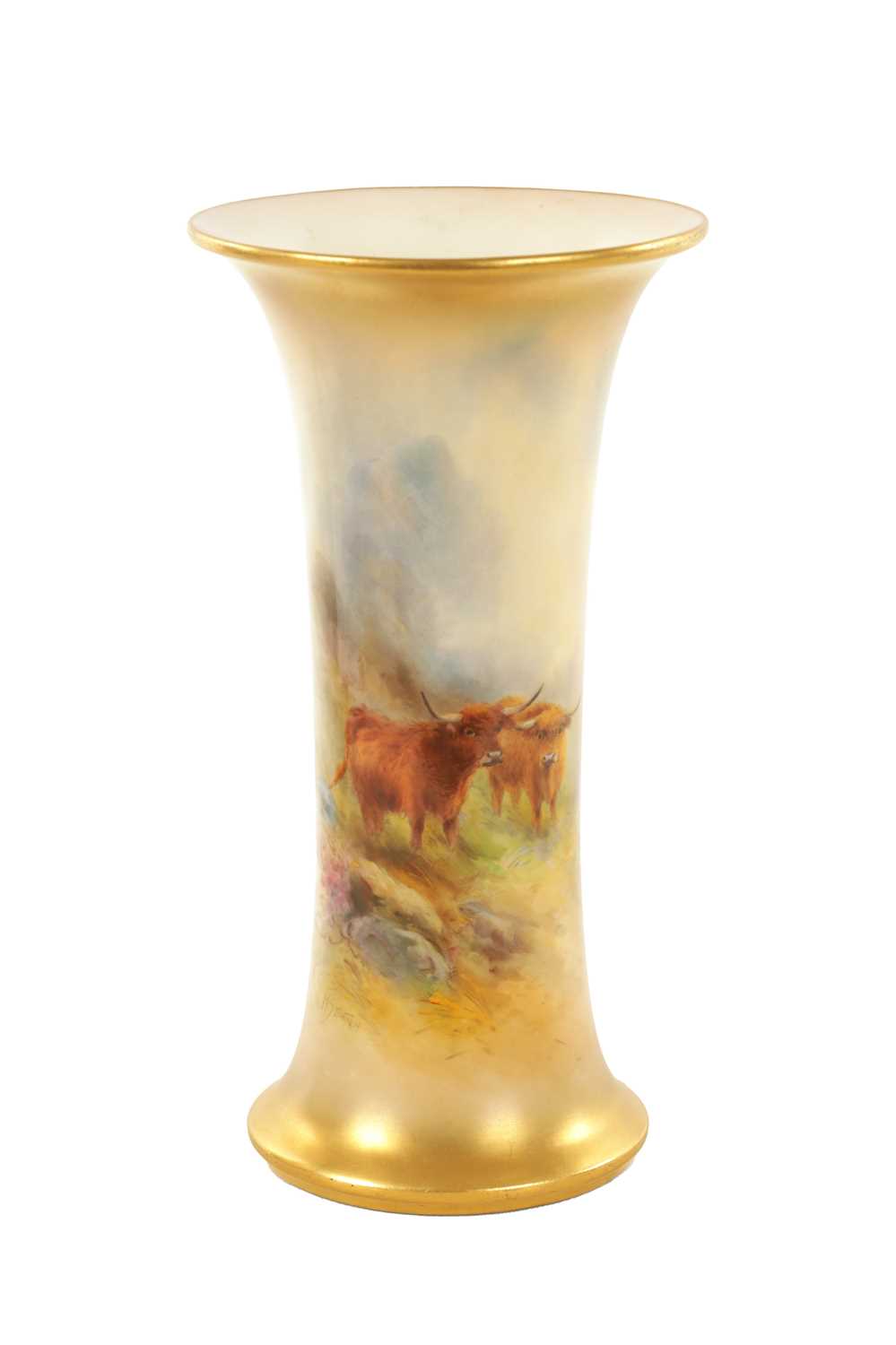 Lot 105 - HARRY STINTON A ROYAL WORCESTER PORCELAIN CABINET VASE