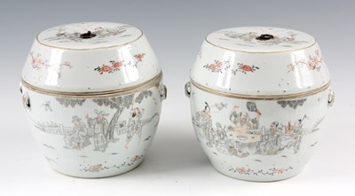Lot 185 - A PAIR OF 19TH CENTURY CHINESE STORAGE JARS...
