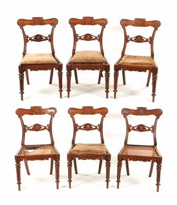 Lot 1195 - A GOOD SET OF SIX REGENCY ROSEWOOD BERGERE DINING CHAIRS